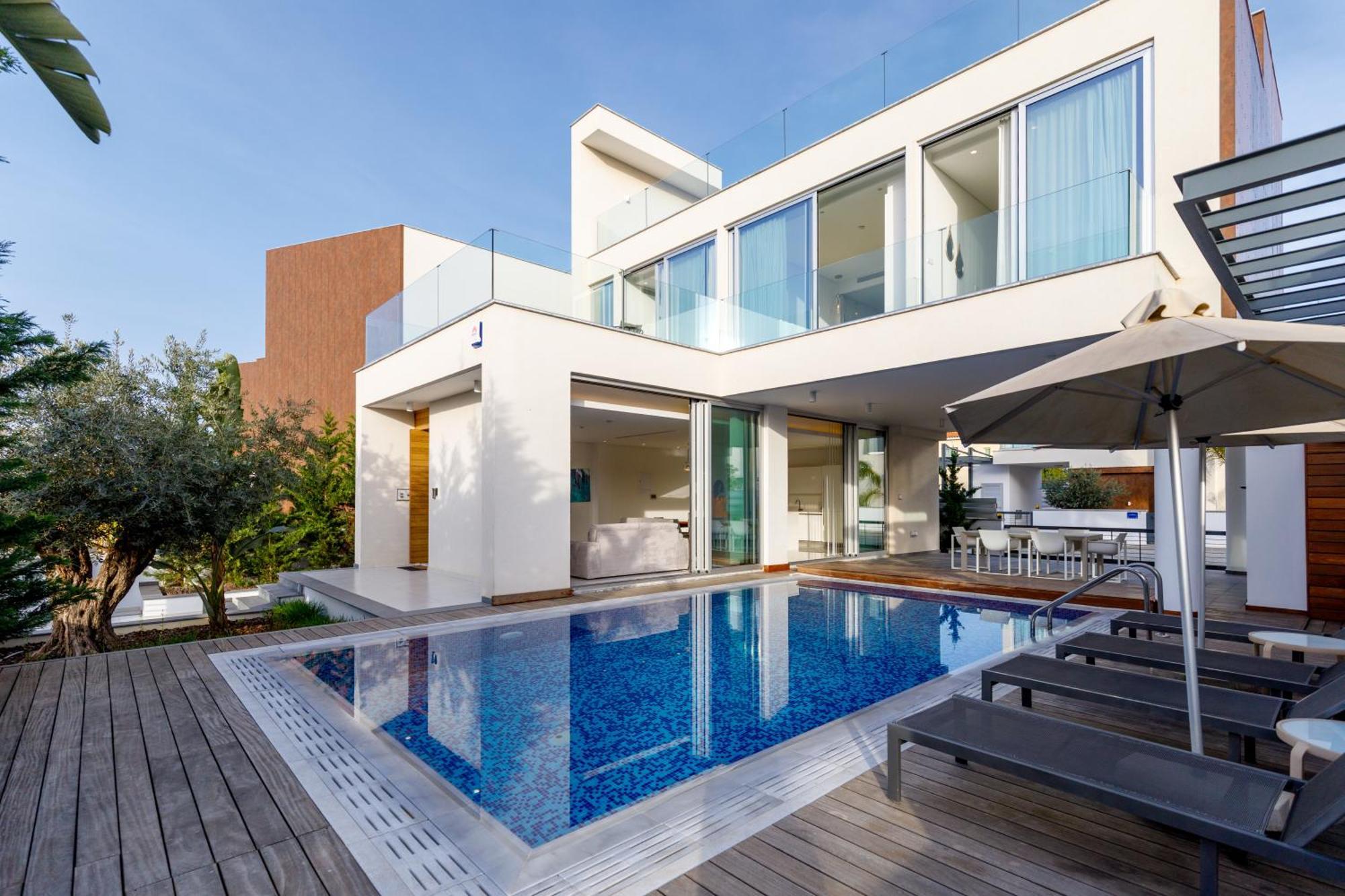 Seaview Luxury Villa Jacuzzi & Pool! 2 Min Beach Protaras Ngoại thất bức ảnh