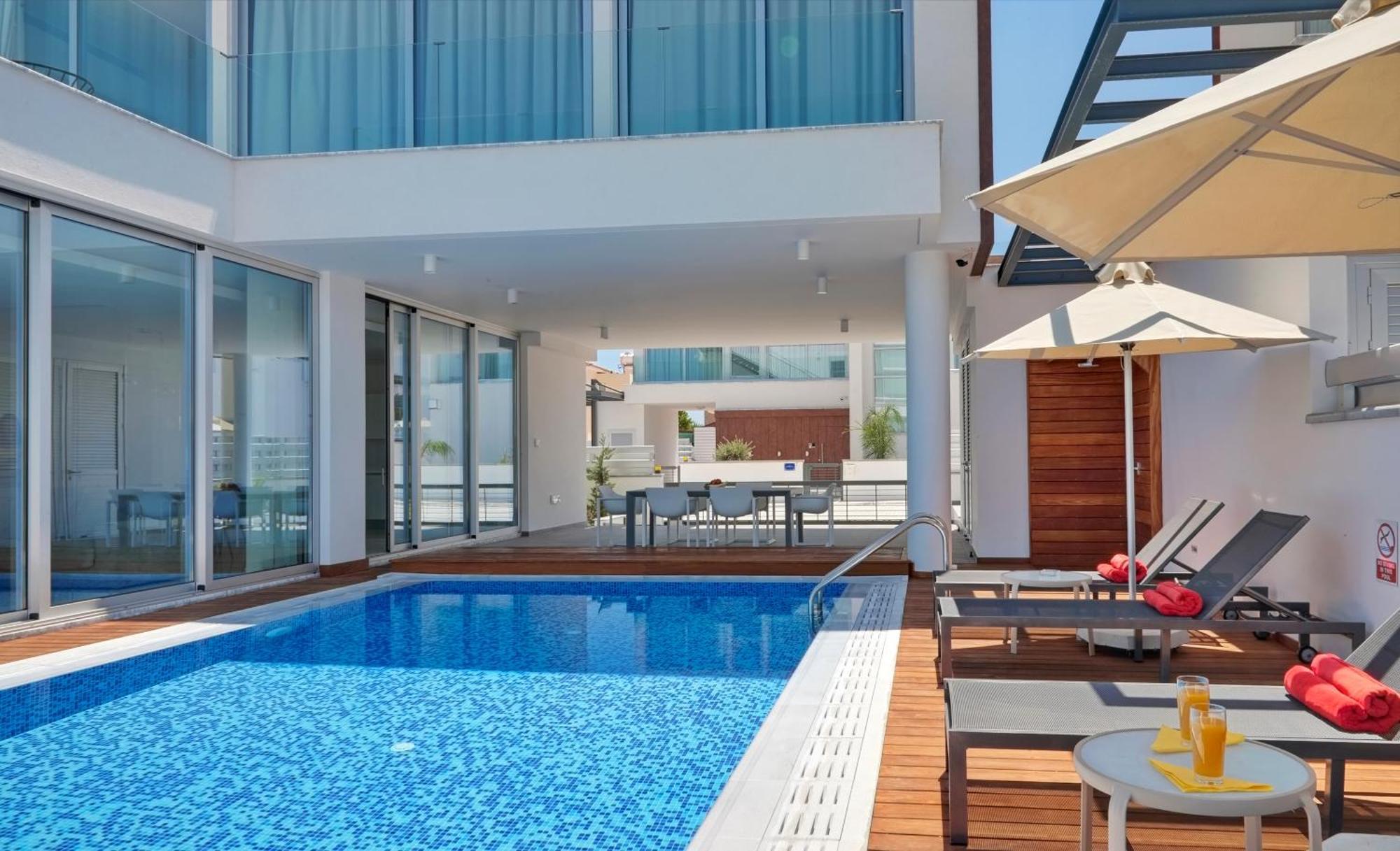 Seaview Luxury Villa Jacuzzi & Pool! 2 Min Beach Protaras Ngoại thất bức ảnh